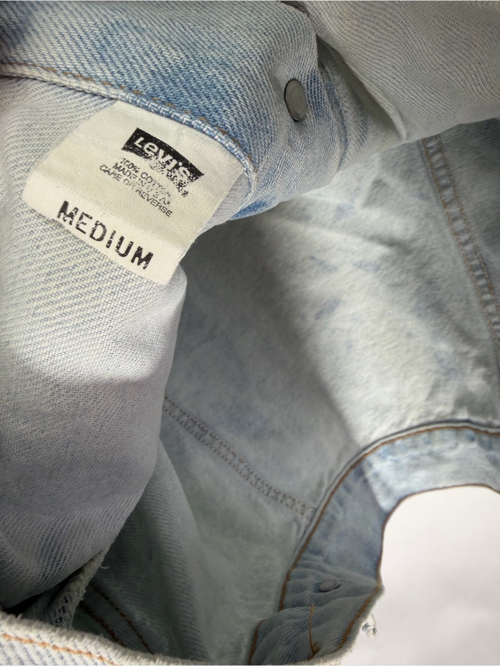 Vintage Levi Strauss & Co. Acid Bleach Wash Denim Trucker Jacket (Made in USA) - Picture 4 of 6